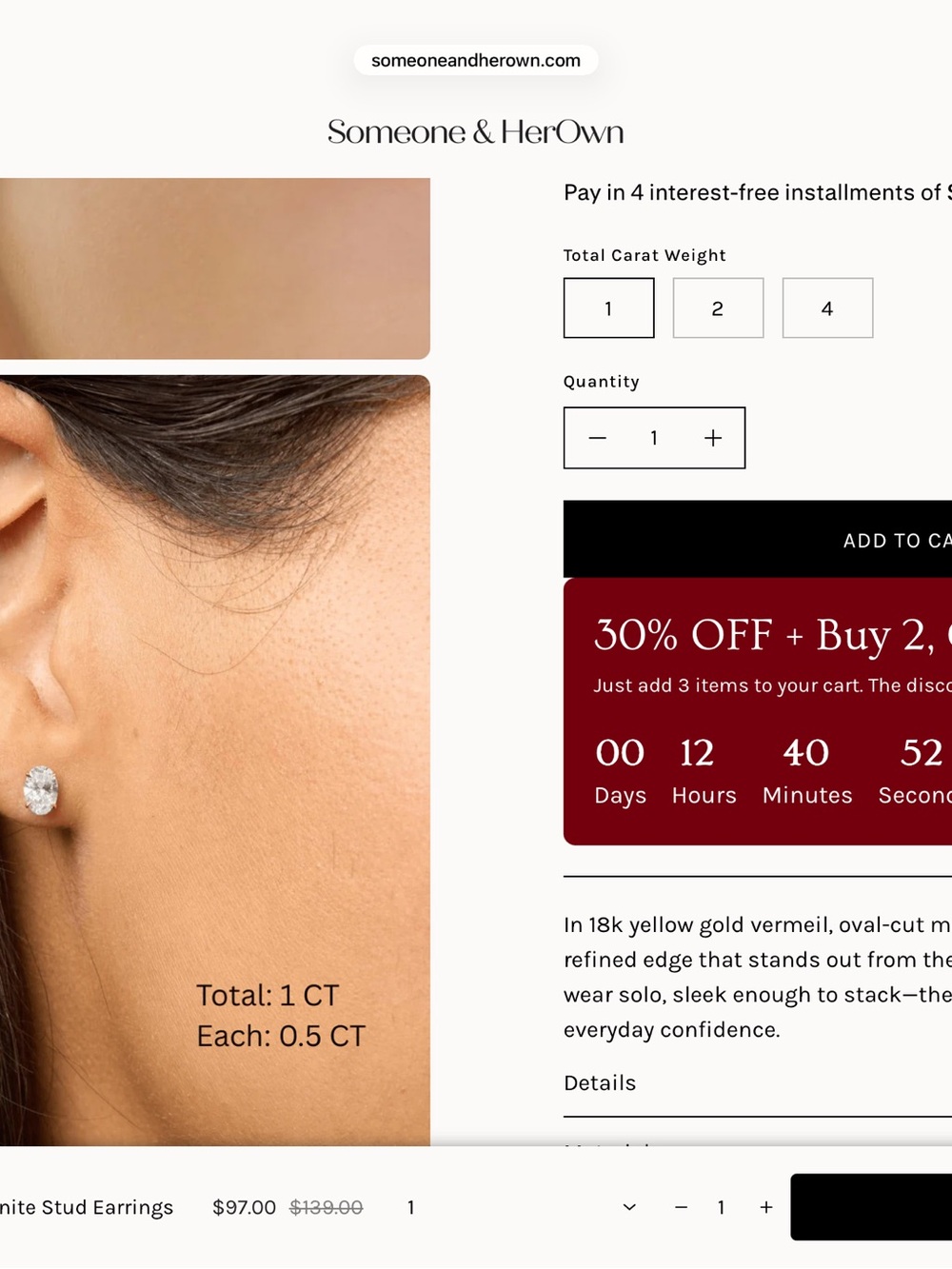 Gold Cubic Zirconia Stud Earrings - Classic Sparkle